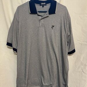 Ashworth Navy & White Micro-Striped Golf Polo
